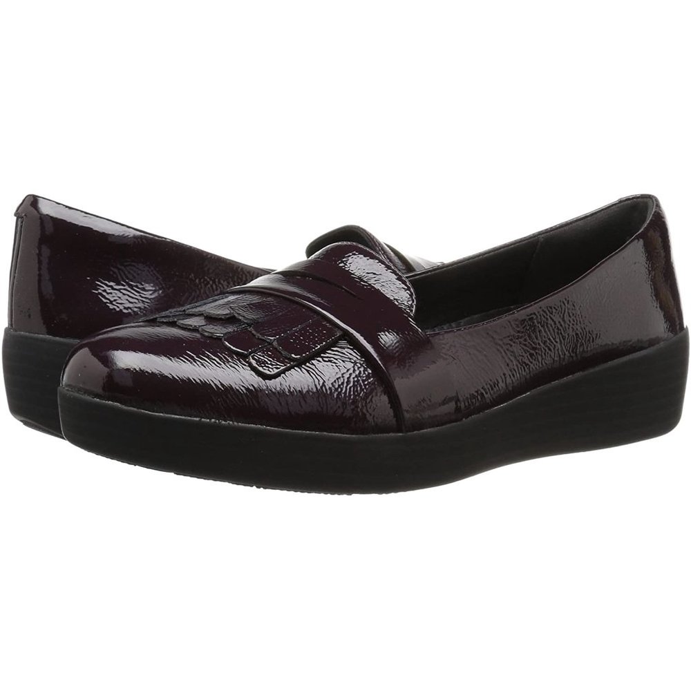 FitFlop Women's Fringey Sneakerloafer Ballet Flat - Deep Plum - Size 6